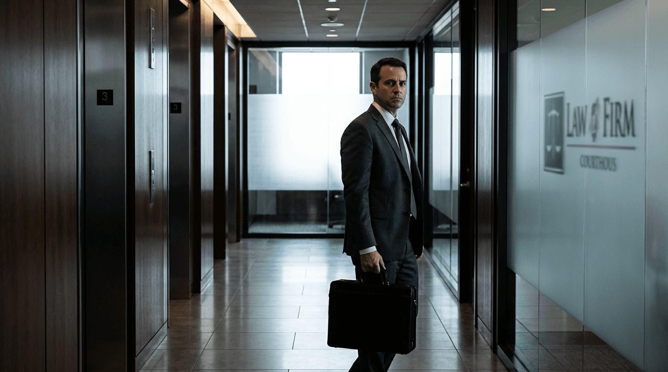 Criminal defense attorney reviewing case files in Orlando courthouse