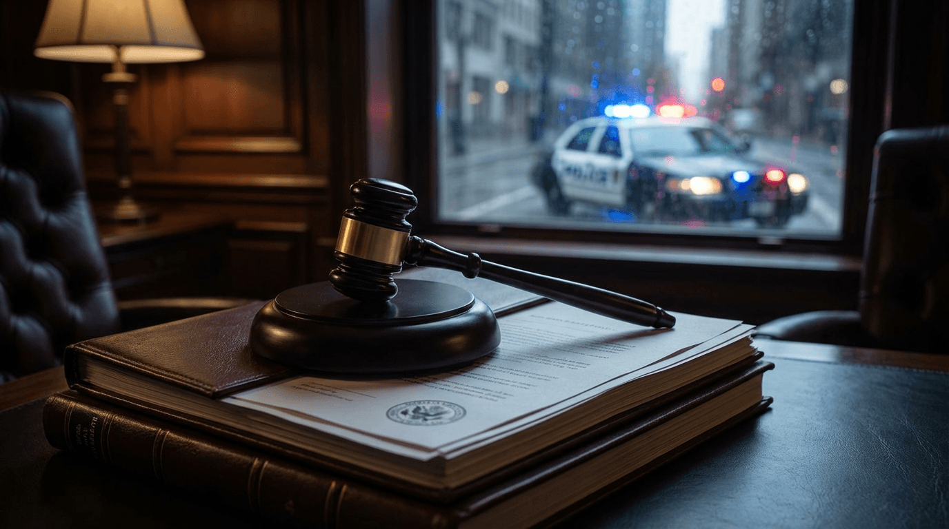 Domestic violence defense attorney reviewing case files in Orlando courthouse