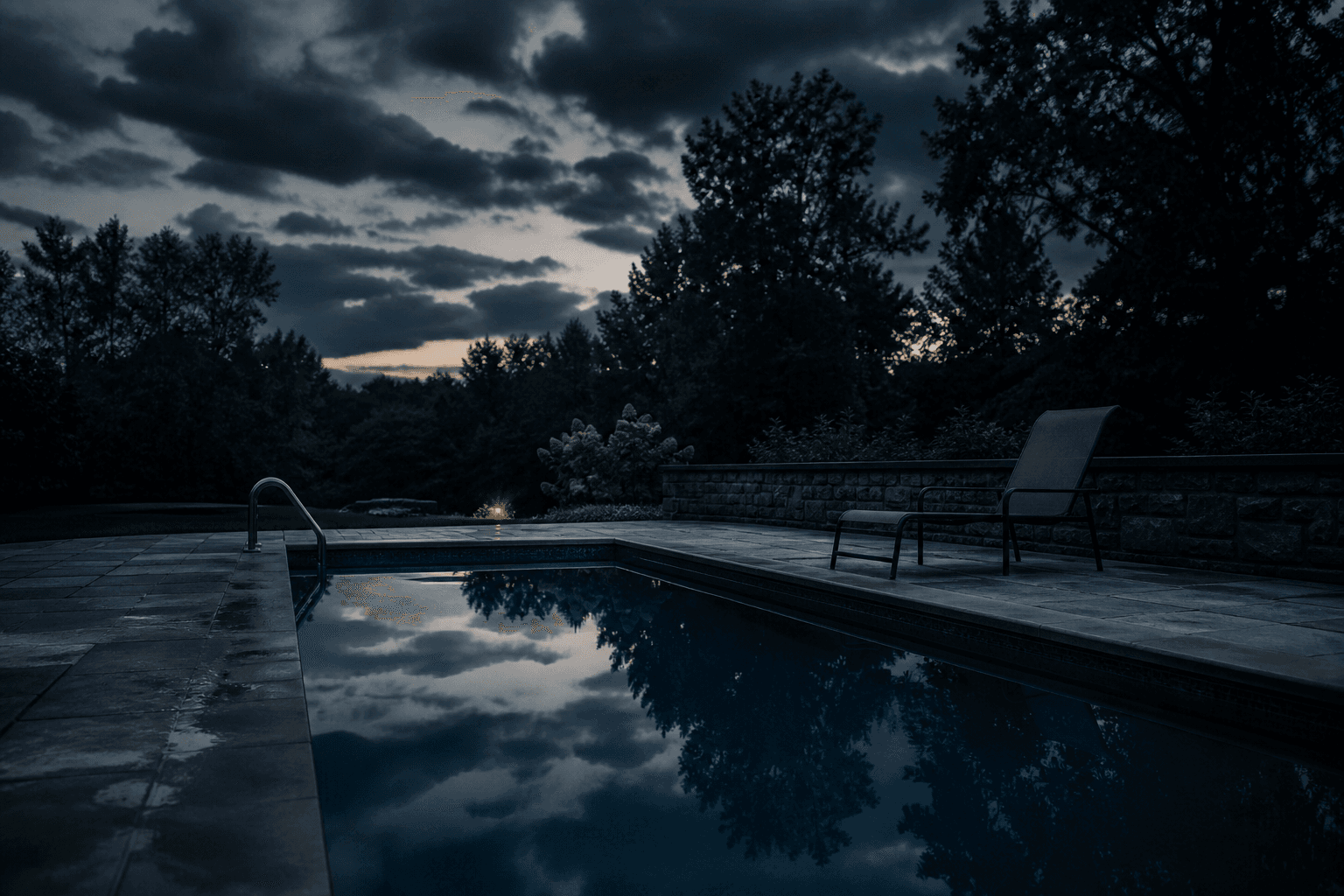 Still residential pool at dusk representing an Orlando drowning wrongful death case