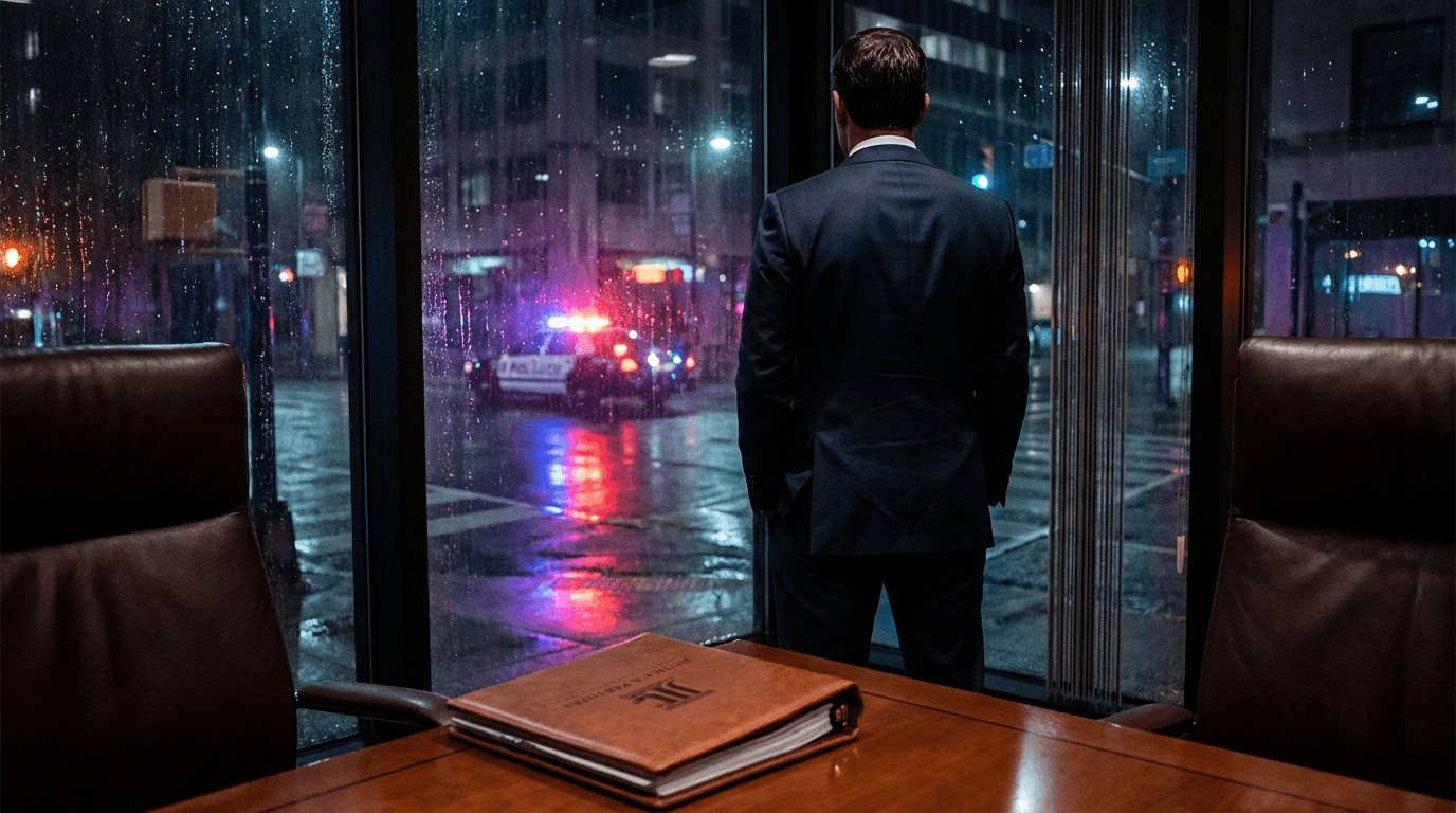 DUI defense attorney reviewing case evidence in Orlando courtroom