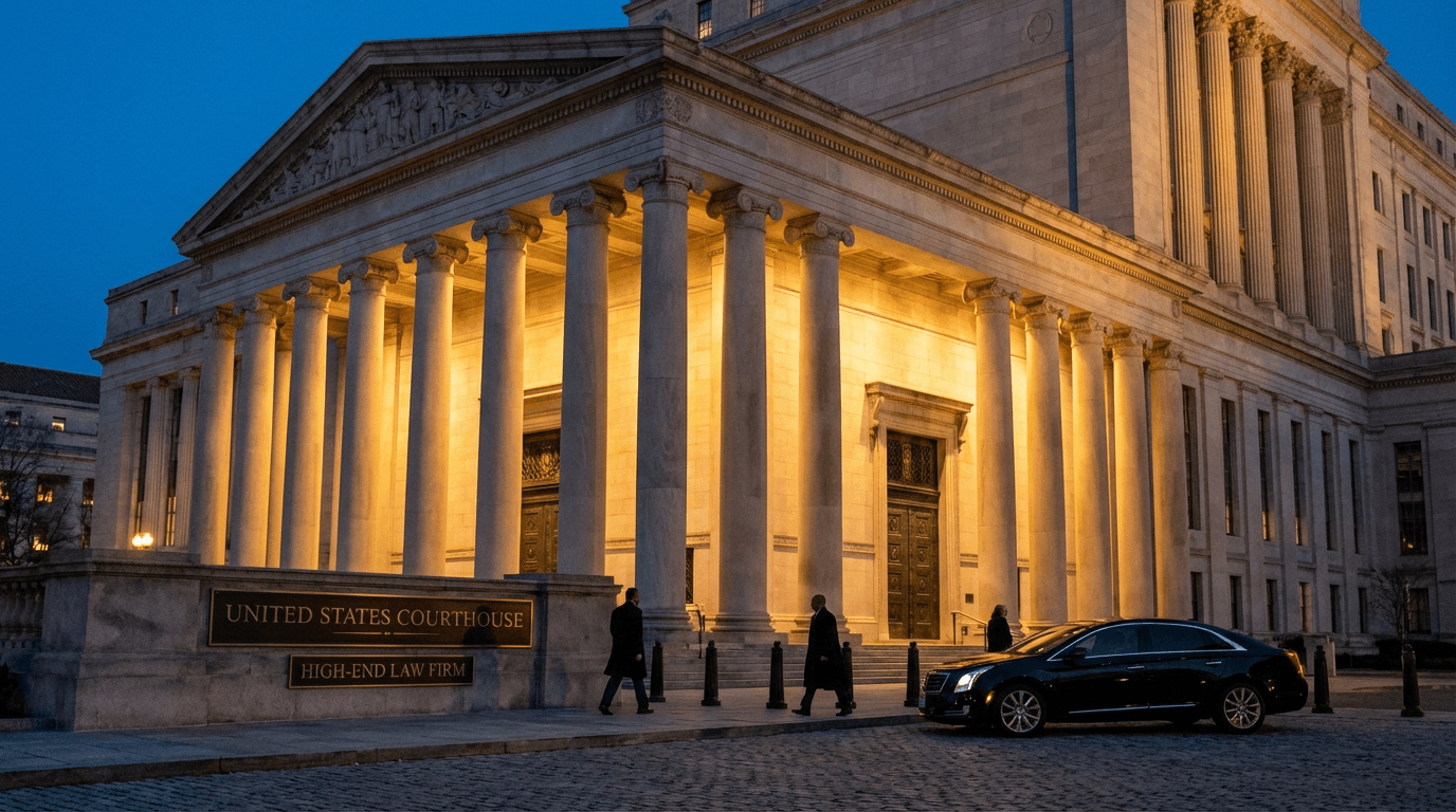 Federal crimes defense attorney reviewing case files in Orlando courthouse