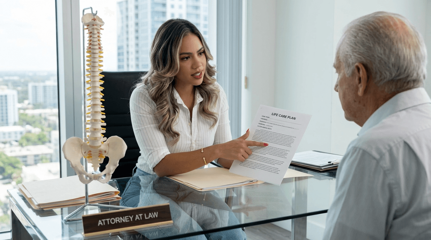 Spinal cord injury lawyer reviewing MRI evidence with medical expert