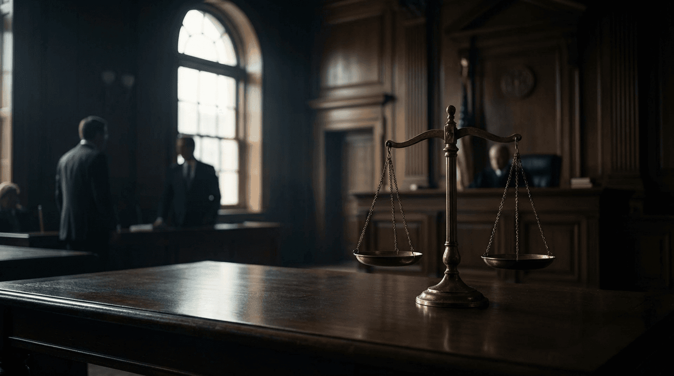 Violent crimes defense attorney reviewing homicide case files in Orlando courthouse